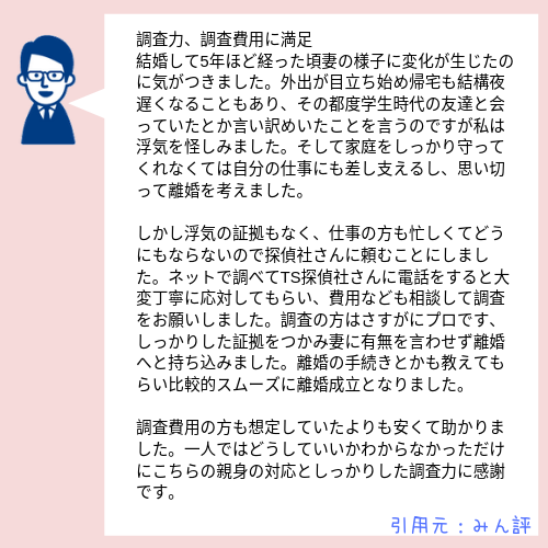 総合探偵社TSの口コミ・評判3 (1)